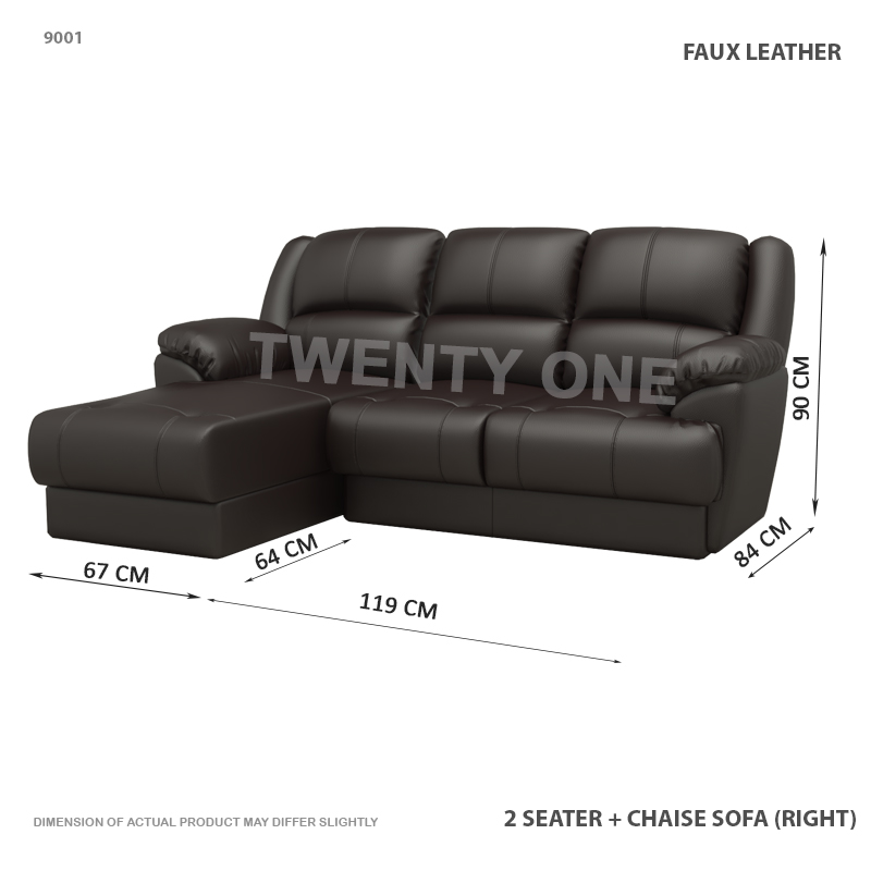 9001 2S+ L   2 SEATER WITH CHAISE FAUX LEATHER SOFA 1 C RIGHT